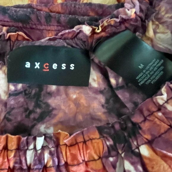 AXCESS Women’s Tye Dye Pullover Short Sleeve Round Neck Multicolor Blouse-Size M - Picture 3 of 3